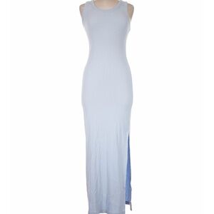 Ribid sky blue Sleeveless Maxi Dress